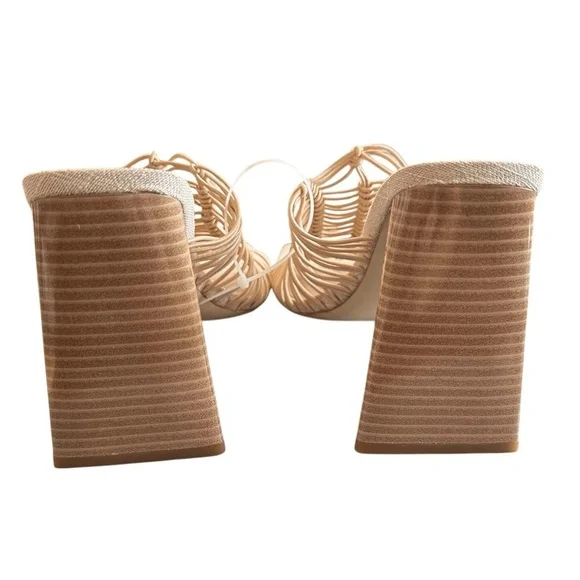 NWT Sam Edelman Laurette Almond Lattice Square Toe Block Heel Sandals - Picture 4 of 9